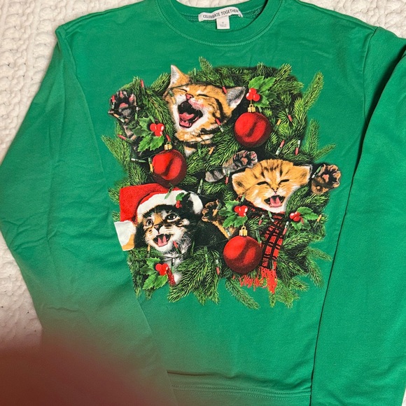 Green Cat Christmas Sweater - Picture 1 of 3